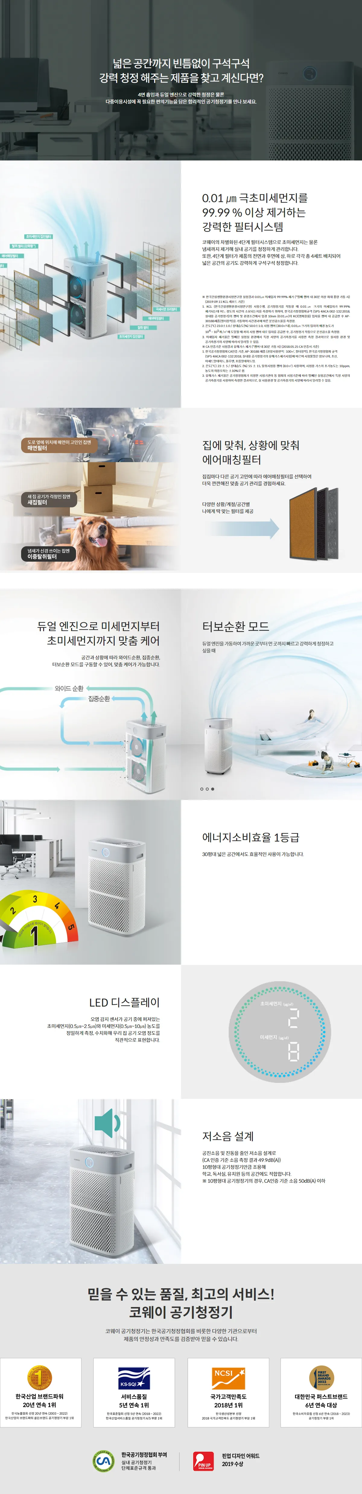 [코웨이]콰트로파워 공기청정기 AP-3018B 상세 이미지 1