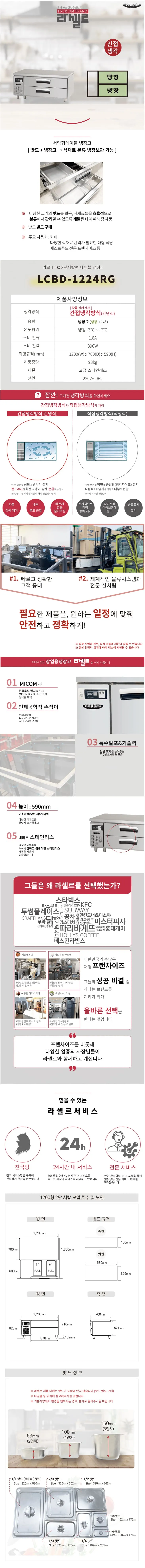 [라셀르] 간냉식 서랍식 테이블 냉장고 192L (올스텐) LCBD-1224RG 상세 이미지 1